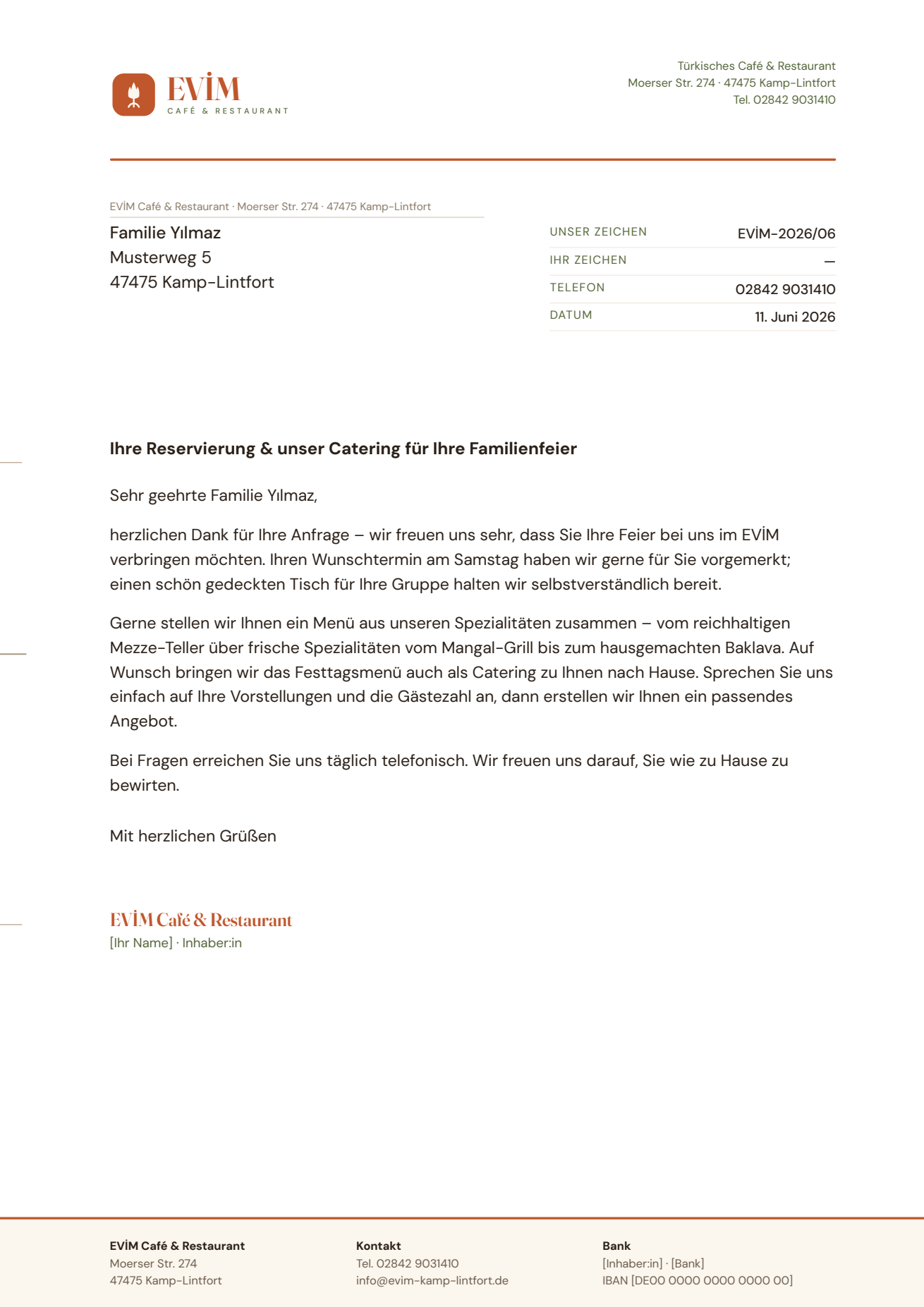Briefvorlage